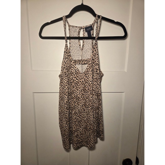 Daytrip Tops - Daytrip Leopard Print Halter Tank Top Womens Small Brown Black Animal Print